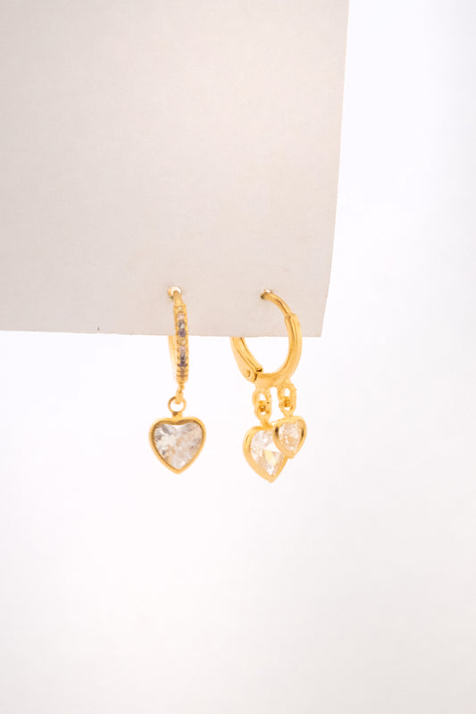 Argola dois corações zircônia