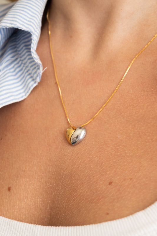 Colar coração banho duplo