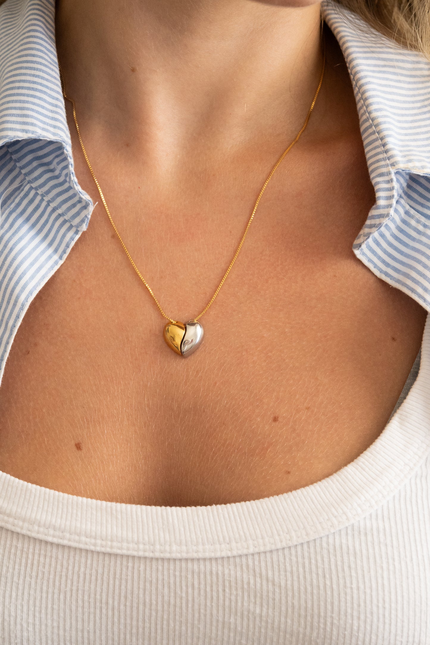 Colar coração banho duplo