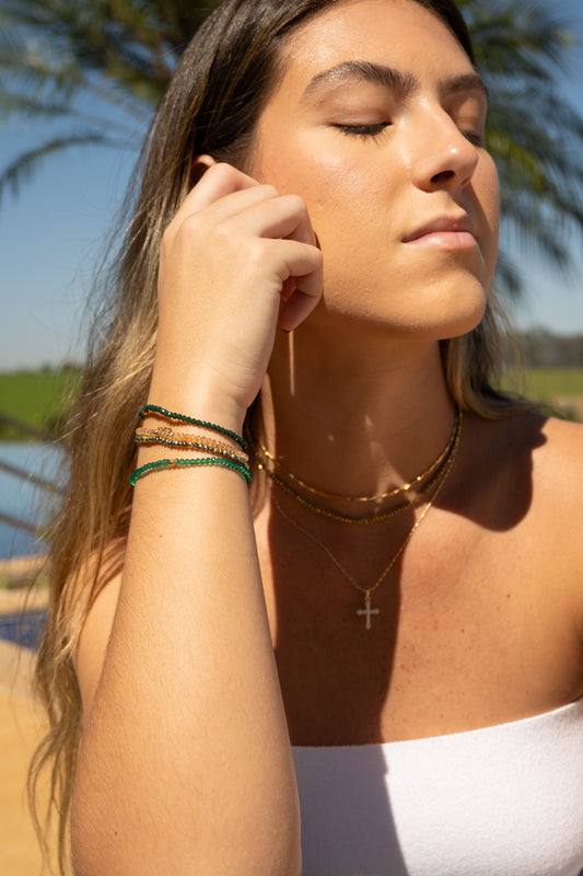 Kit pulseiras cristais verde