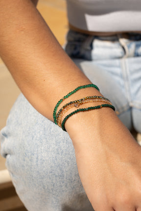 Kit pulseiras cristais verde
