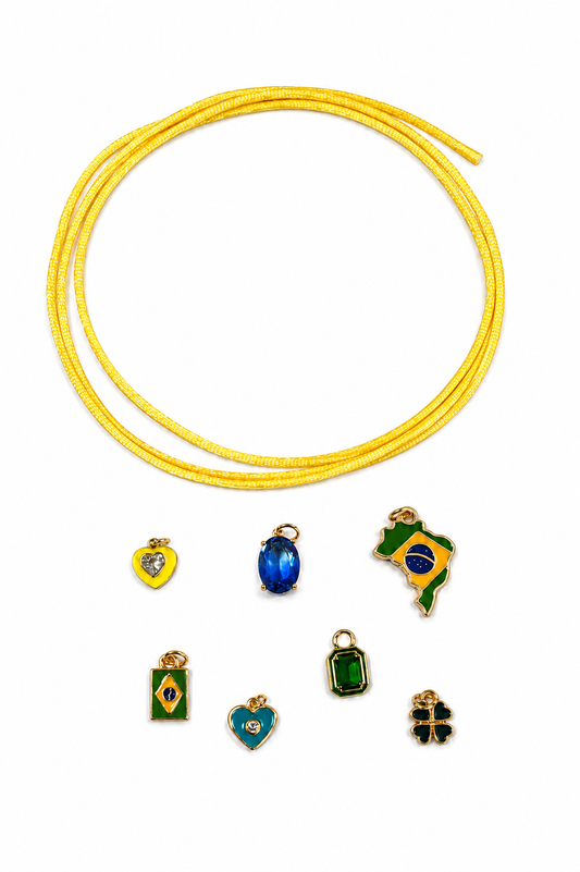 Choker fio de seda Amarelo Claro (Escolha seu pingente)