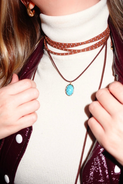 Conjunto Chokers Camurça