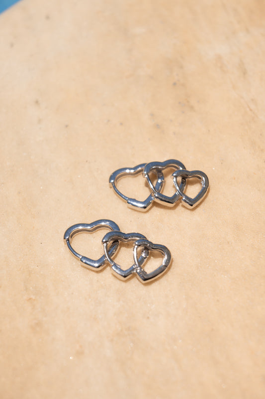Trio de argolas coração