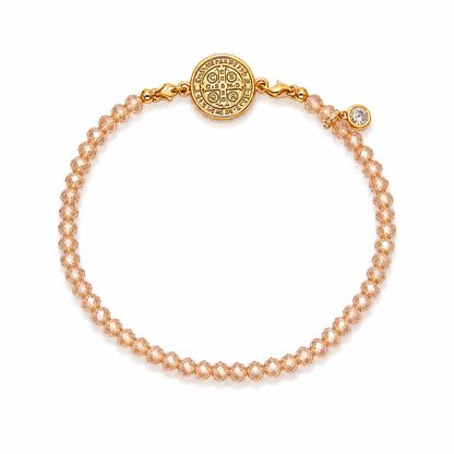 Pulseira Cristais Medalha São Bento