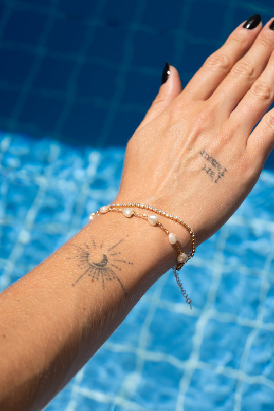 Pulseira pérolas 2 em 1