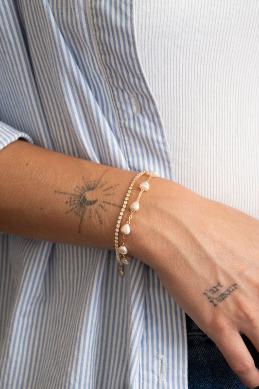 Pulseira pérolas 2 em 1