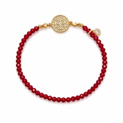 Pulseira Cristais Medalha São Bento