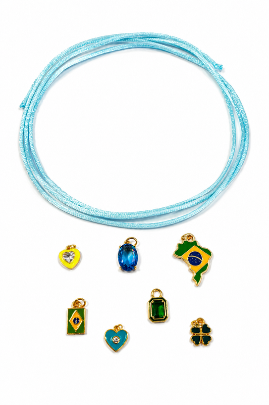 Choker fio de seda Azul Claro (Escolha seu pingente)