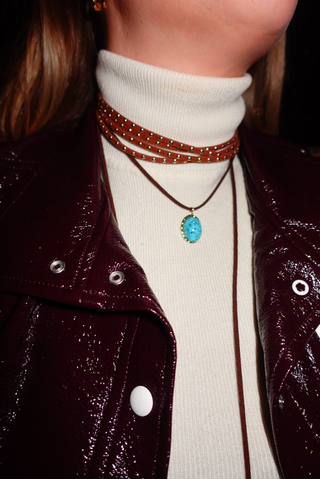 Choker Camurça Dots