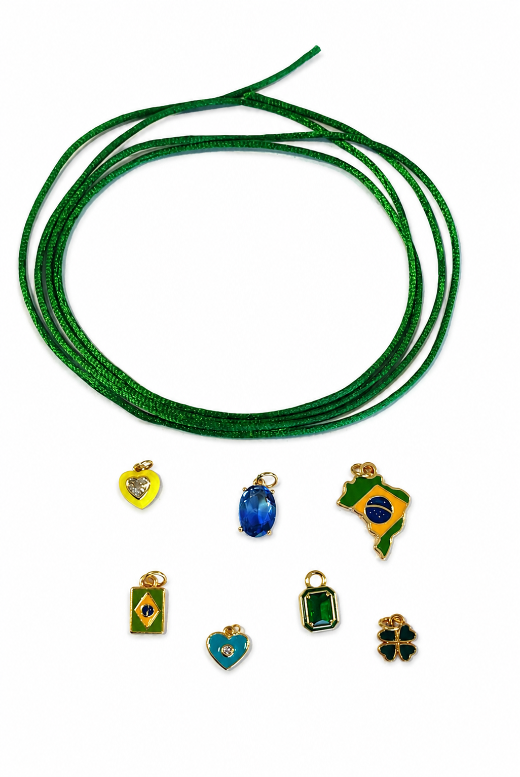 Choker fio de seda Verde Bandeira (Escolha seu pingente)