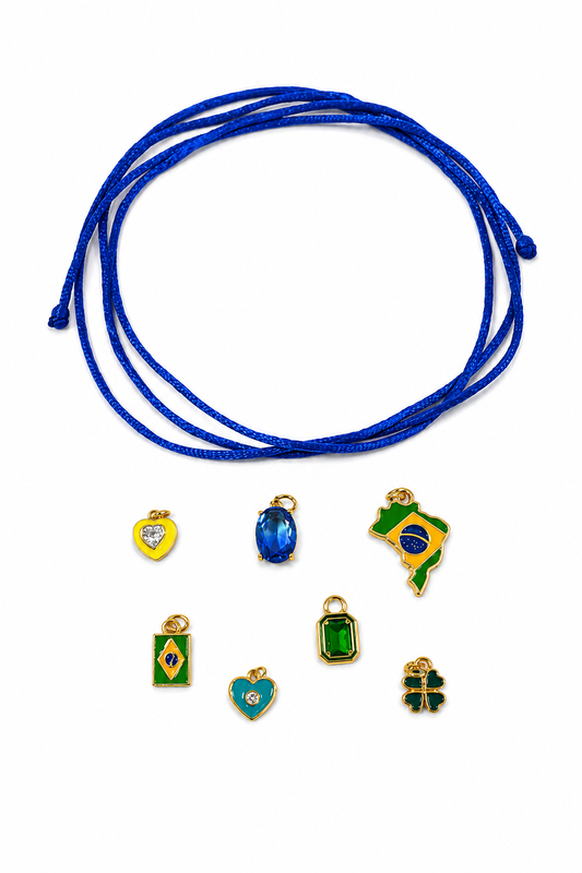Choker fio de seda Azul Brasil (Escolha seu pingente)