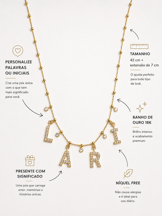 colar personalizavel nome ou iniciais