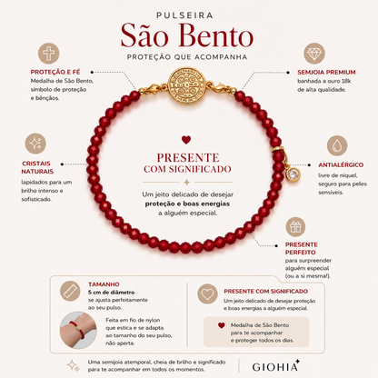 Pulseira Cristais Medalha São Bento