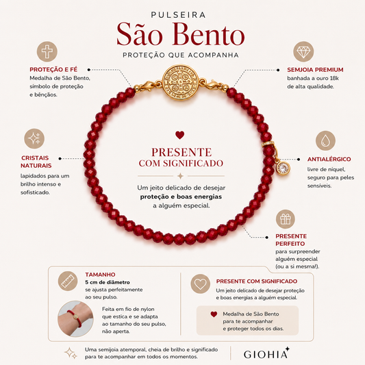 Pulseira Cristais Medalha São Bento