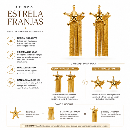 Brinco estrela franjas