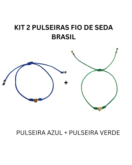 Kit 2 Pulseiras Fio de Seda Brasil