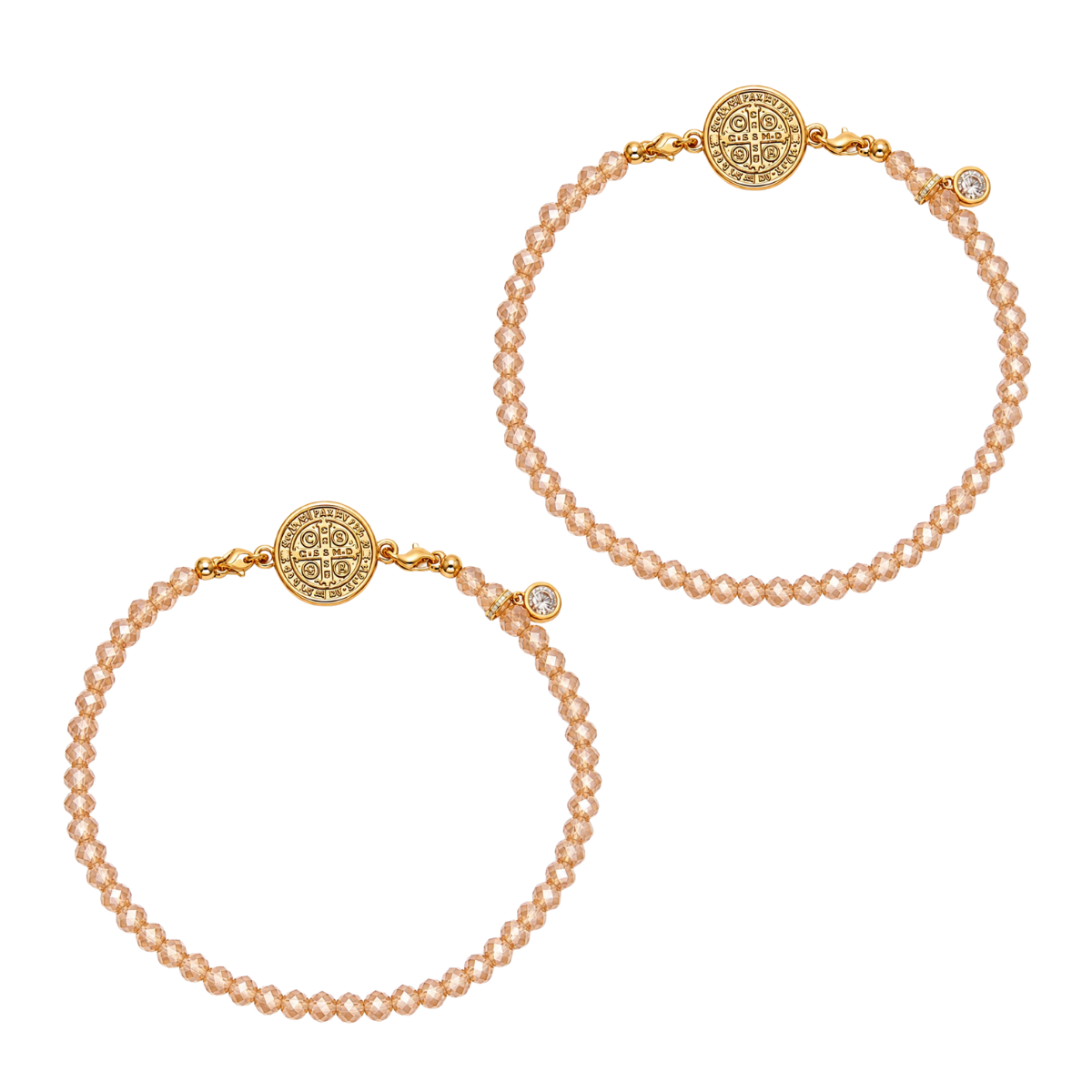 Kit 2 Pulseiras Medalha São Bento Bege