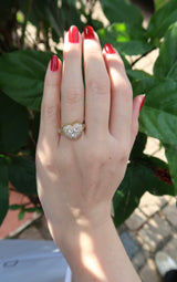 Anel coração cravejado ajustável